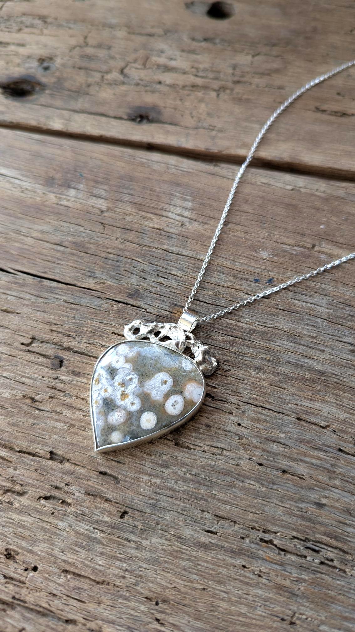 Ocean Jasper & Molten Silver Necklace