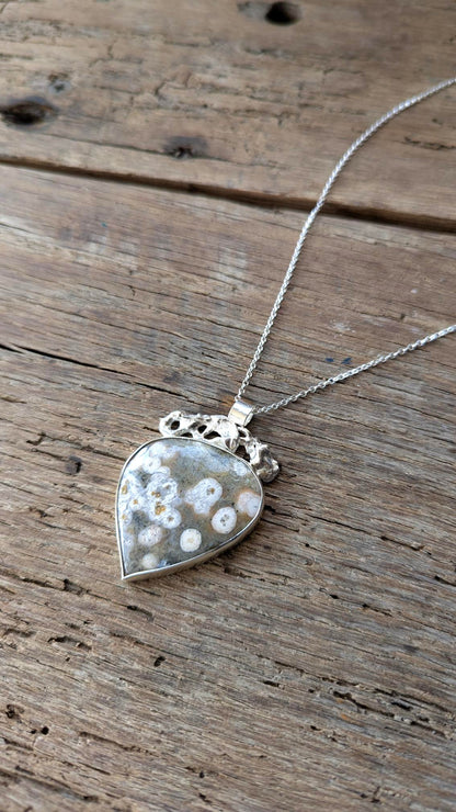 Ocean Jasper & Molten Silver Necklace