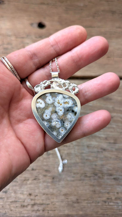Ocean Jasper & Molten Silver Necklace