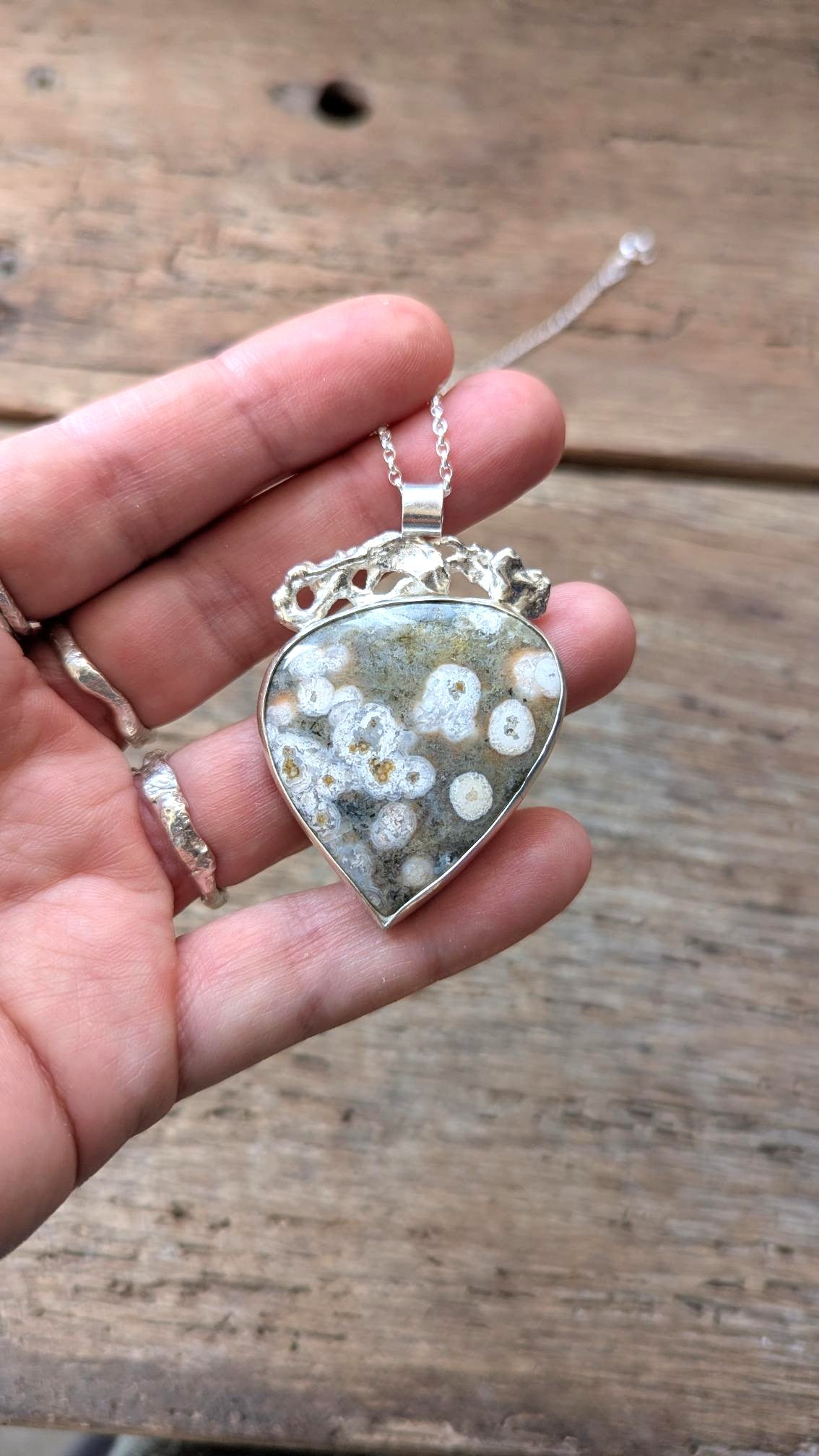 Ocean Jasper & Molten Silver Necklace