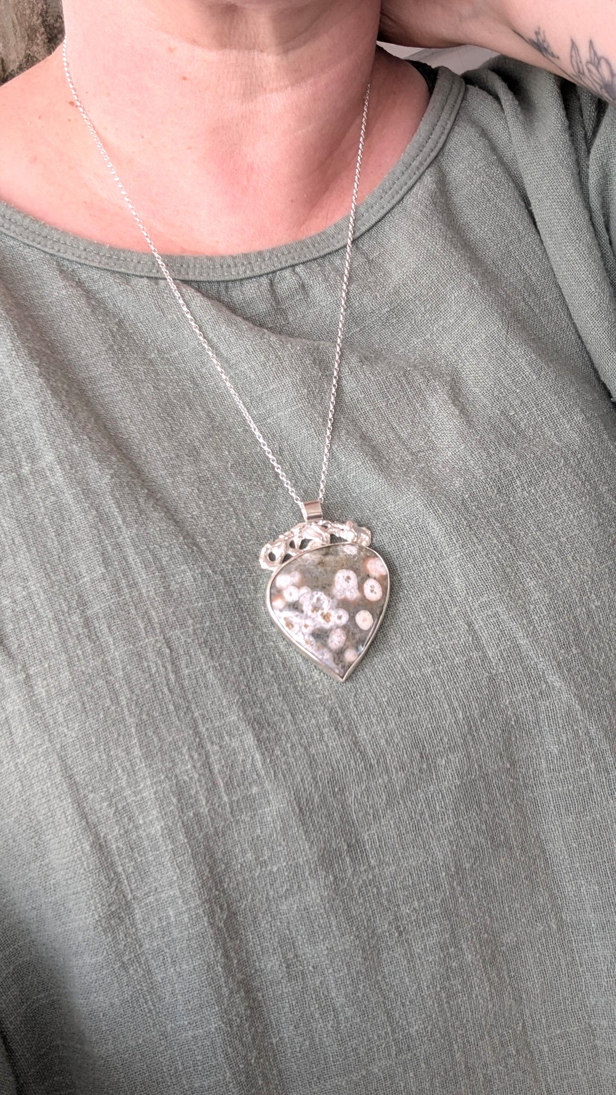 Ocean Jasper & Molten Silver Necklace