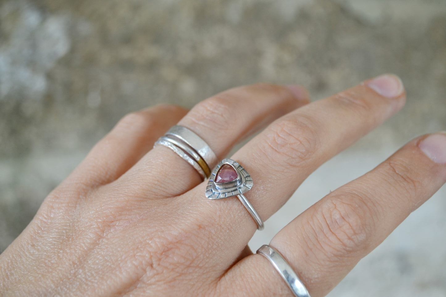 Peachy Pink Sapphire Ring