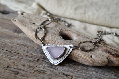 Rare Pink Sea Glass and Sterling Silver Necklace SeaMaid