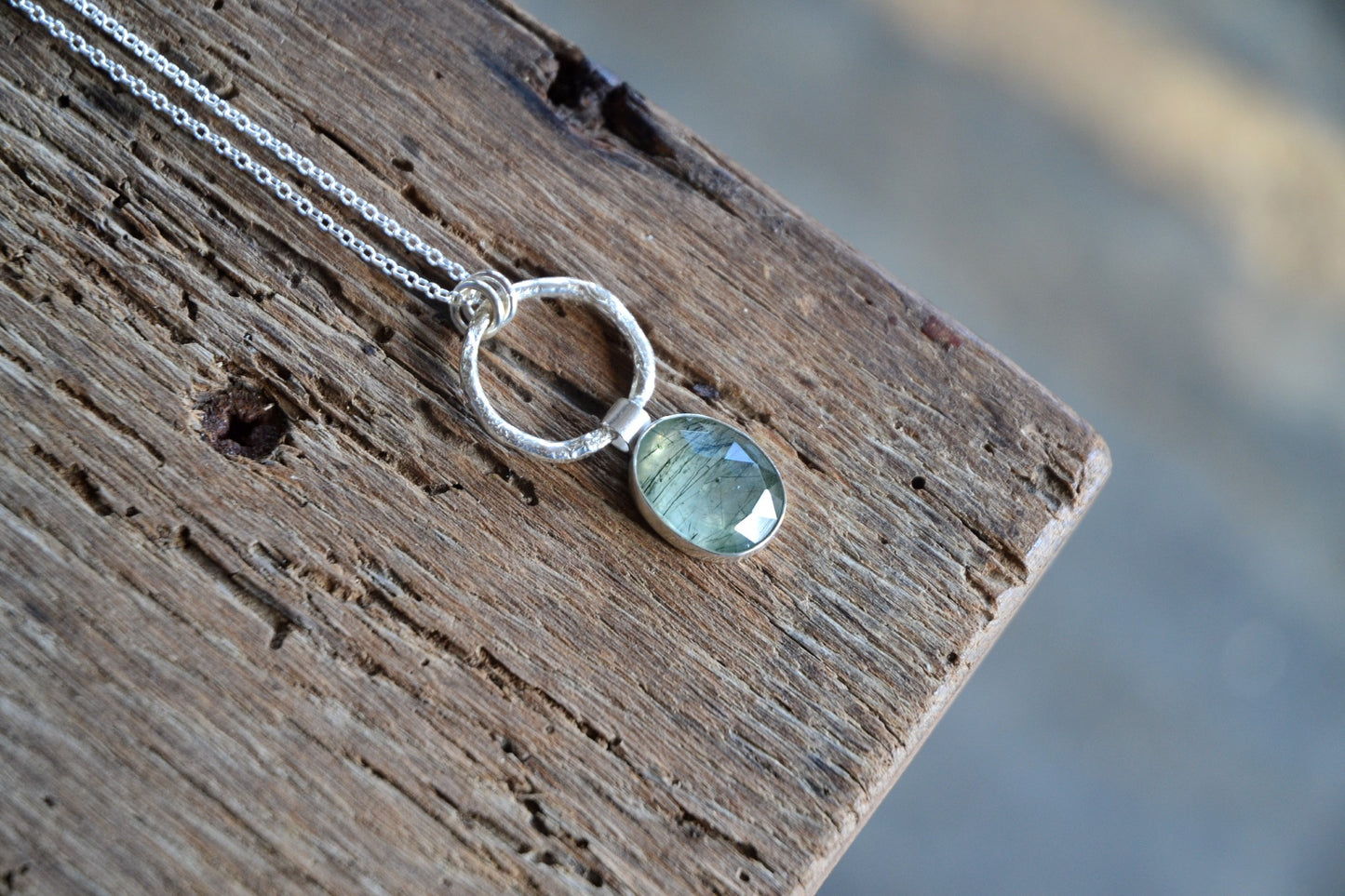 Prehnite & Molten Silver Necklace
