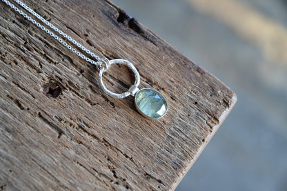Prehnite & Molten Silver Necklace