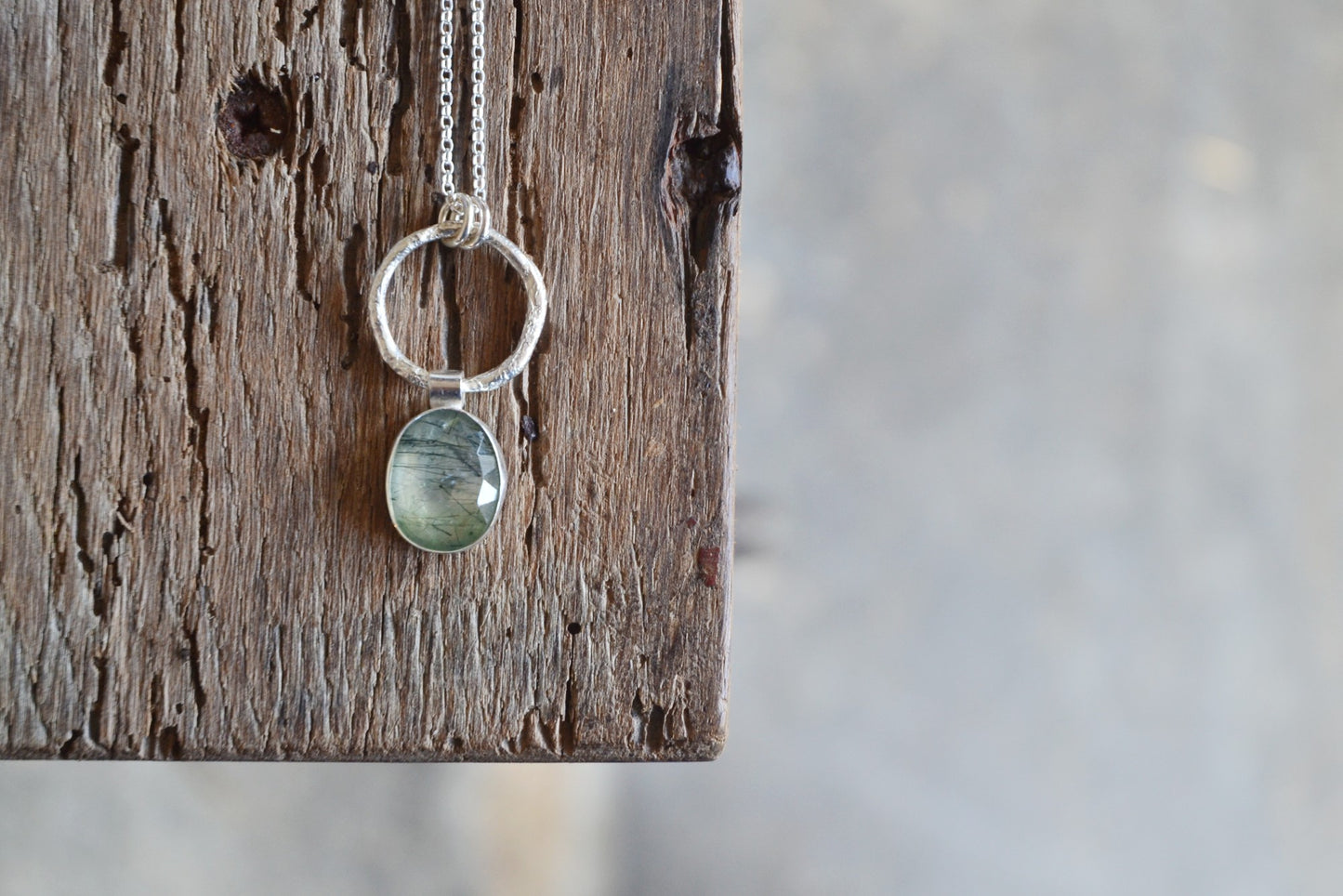 Prehnite & Molten Silver Necklace