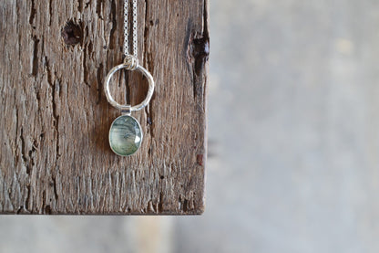 Prehnite & Molten Silver Necklace