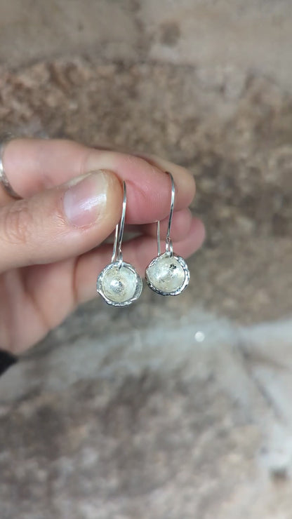 Water Cast Silver Drop Earrings