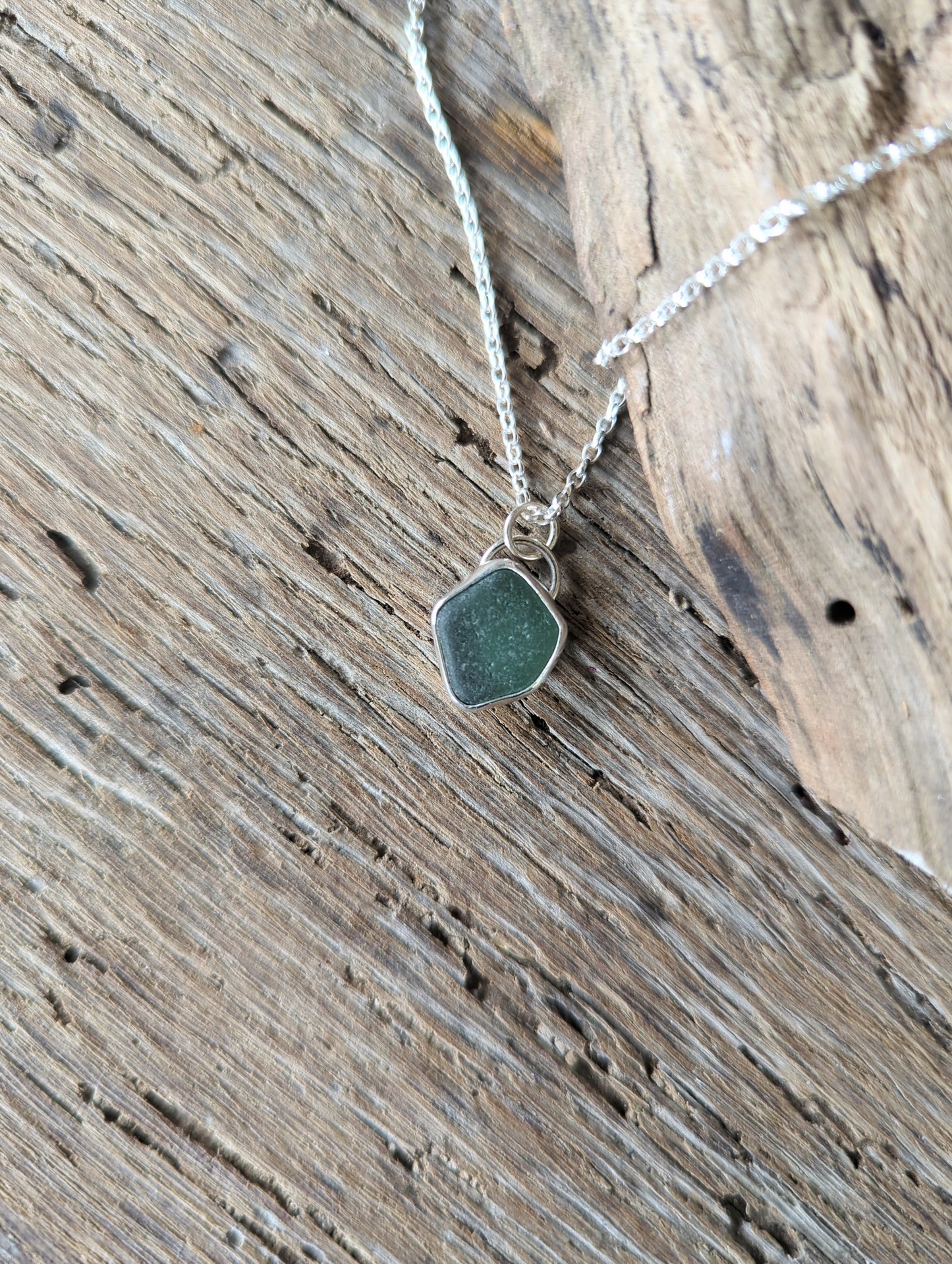 Teal Green Sea Glass Necklace