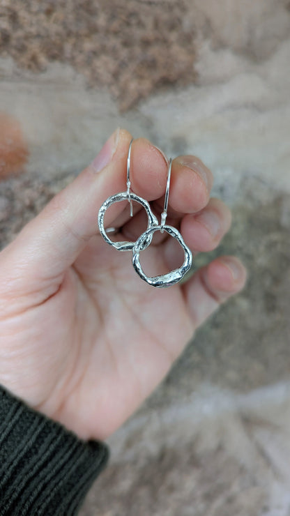 Molten Silver Ring Drop Earrings