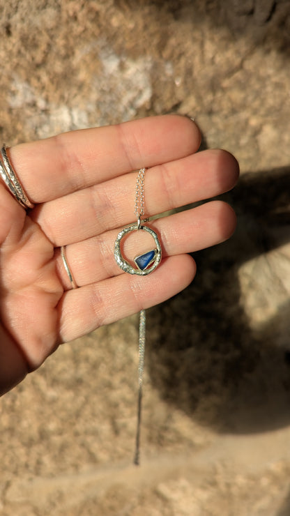 Cobalt Blue Sea Glass & Molten Silver Necklace