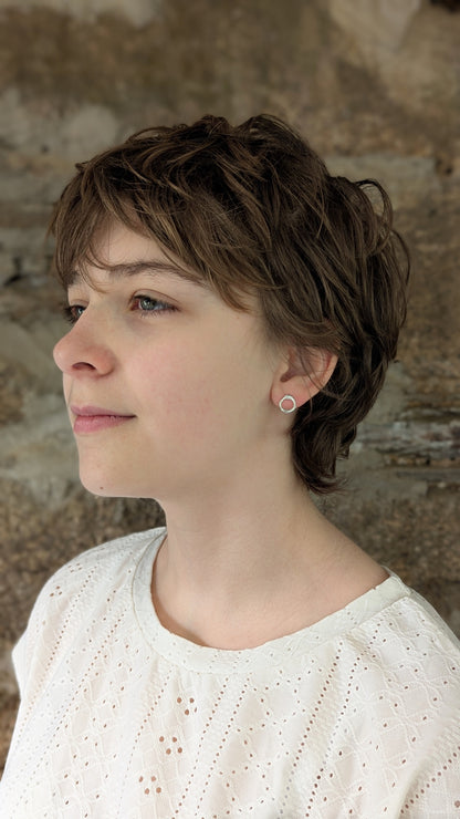 Molten Silver Ring Stud Earrings