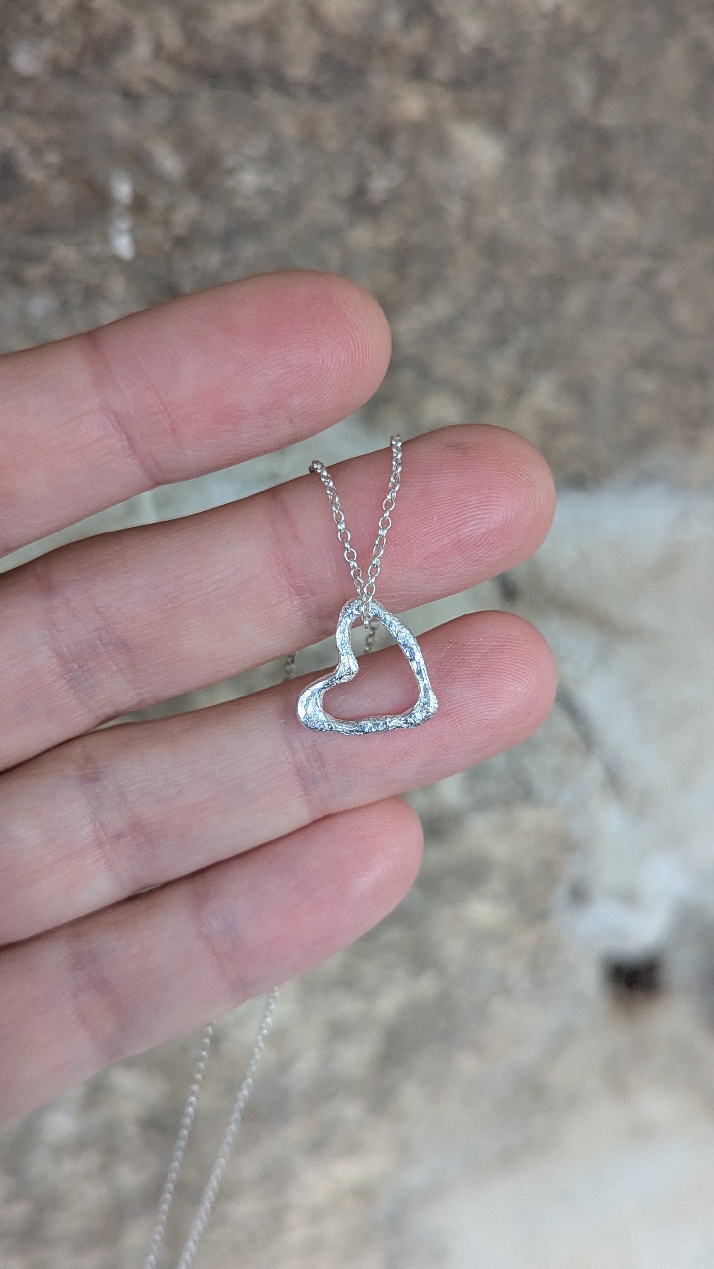 Molten Silver Heart Necklace