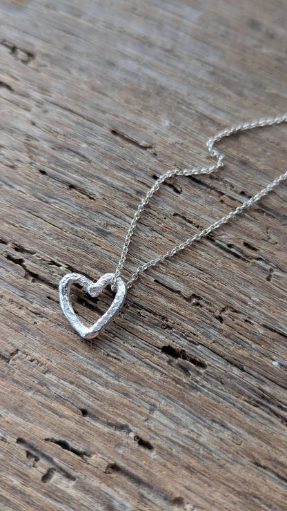 Molten Silver Heart Necklace