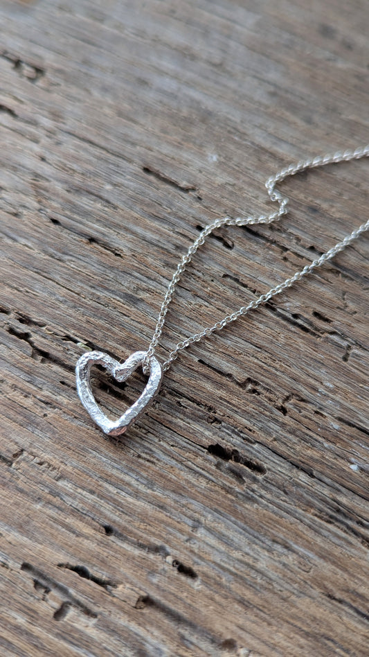 Molten Silver Heart Necklace