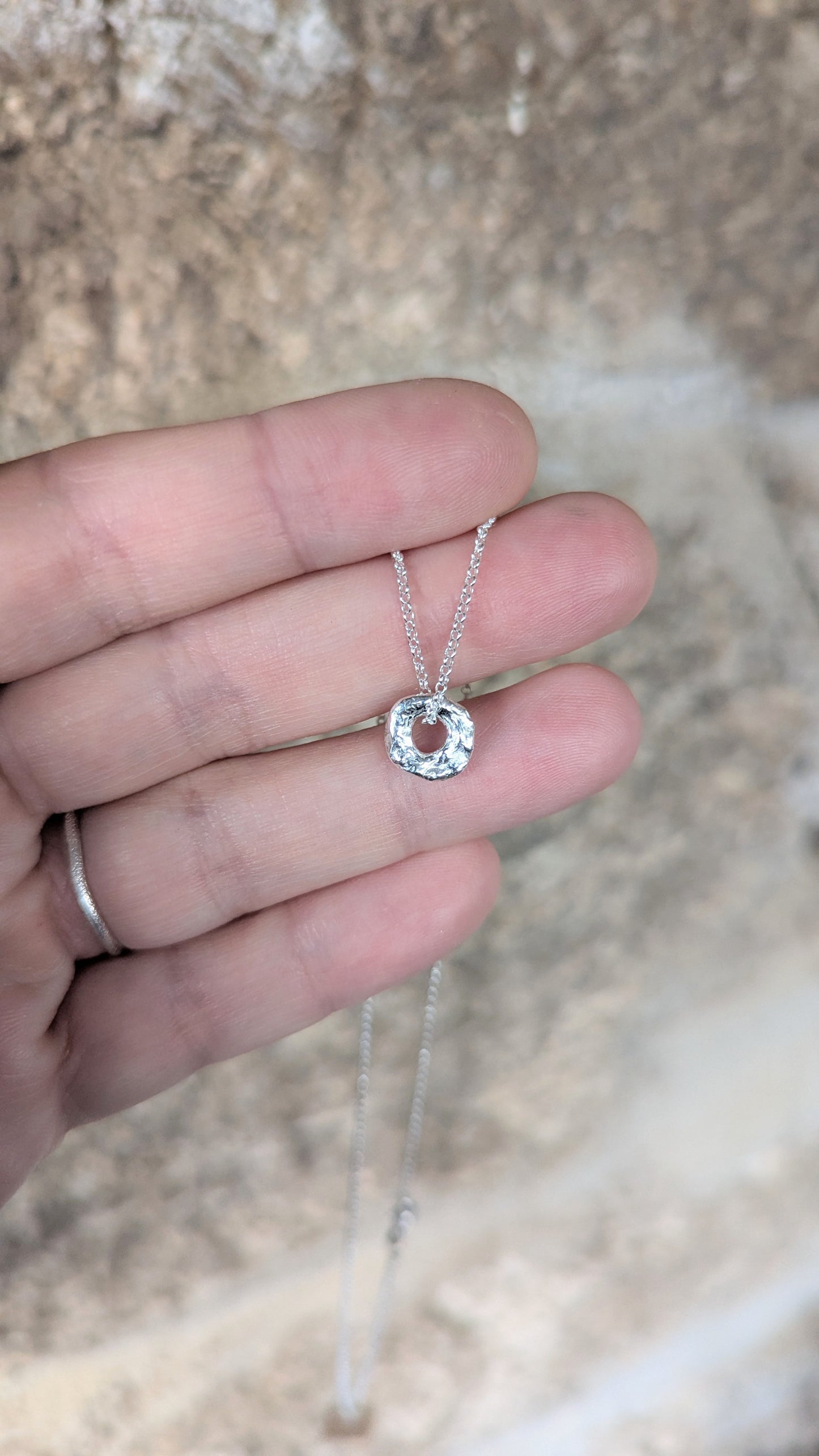 Molten Silver Ring Necklace