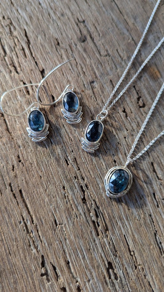 Teal Moss Kyanite Earrings