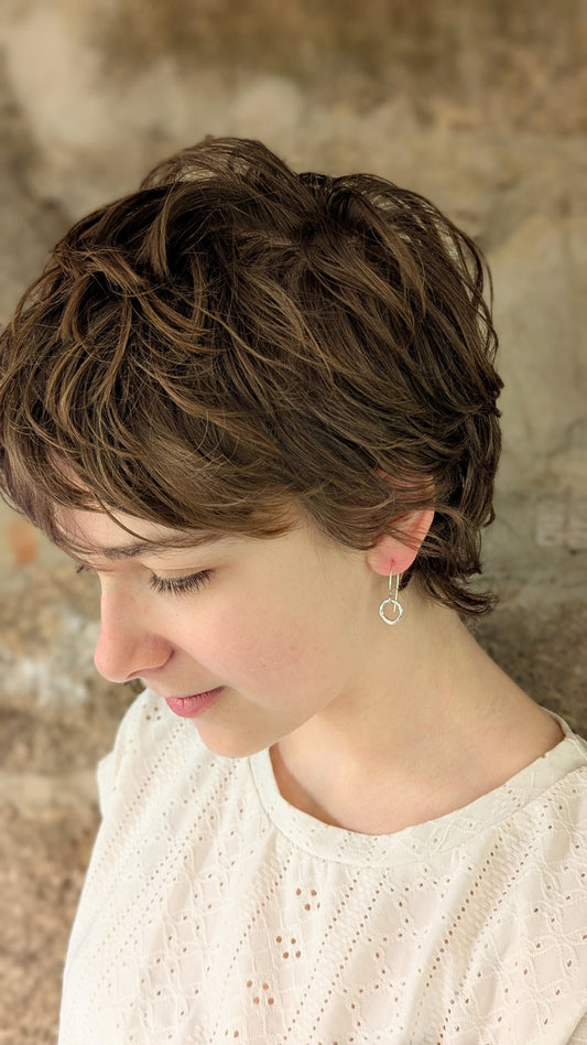 Molten Silver Ring Drop Earrings