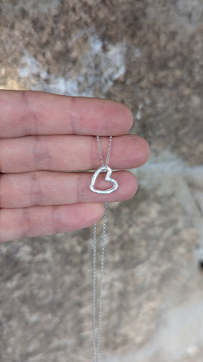 Molten Silver Heart Necklace