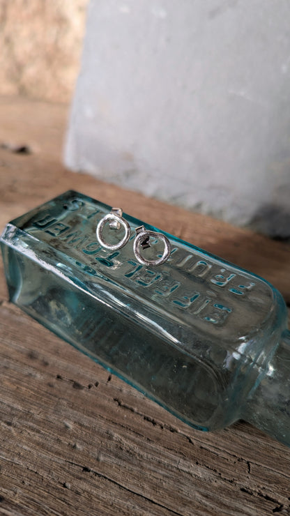 Molten Silver Ring Stud Earrings