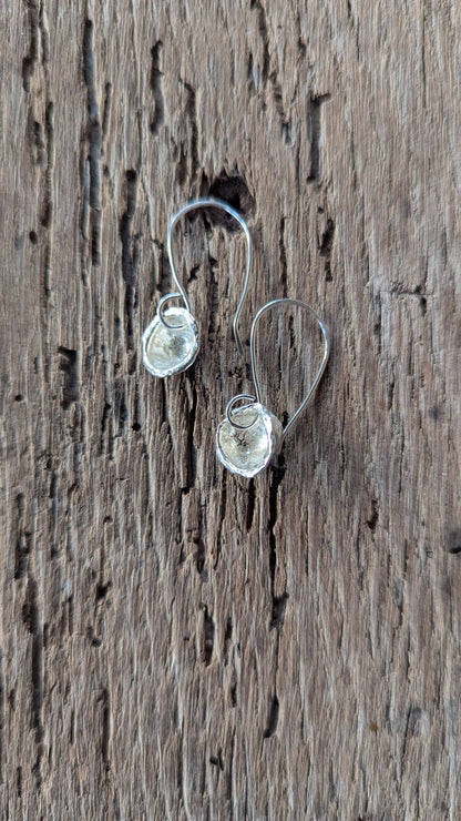 Water Cast Silver Drop Earrings