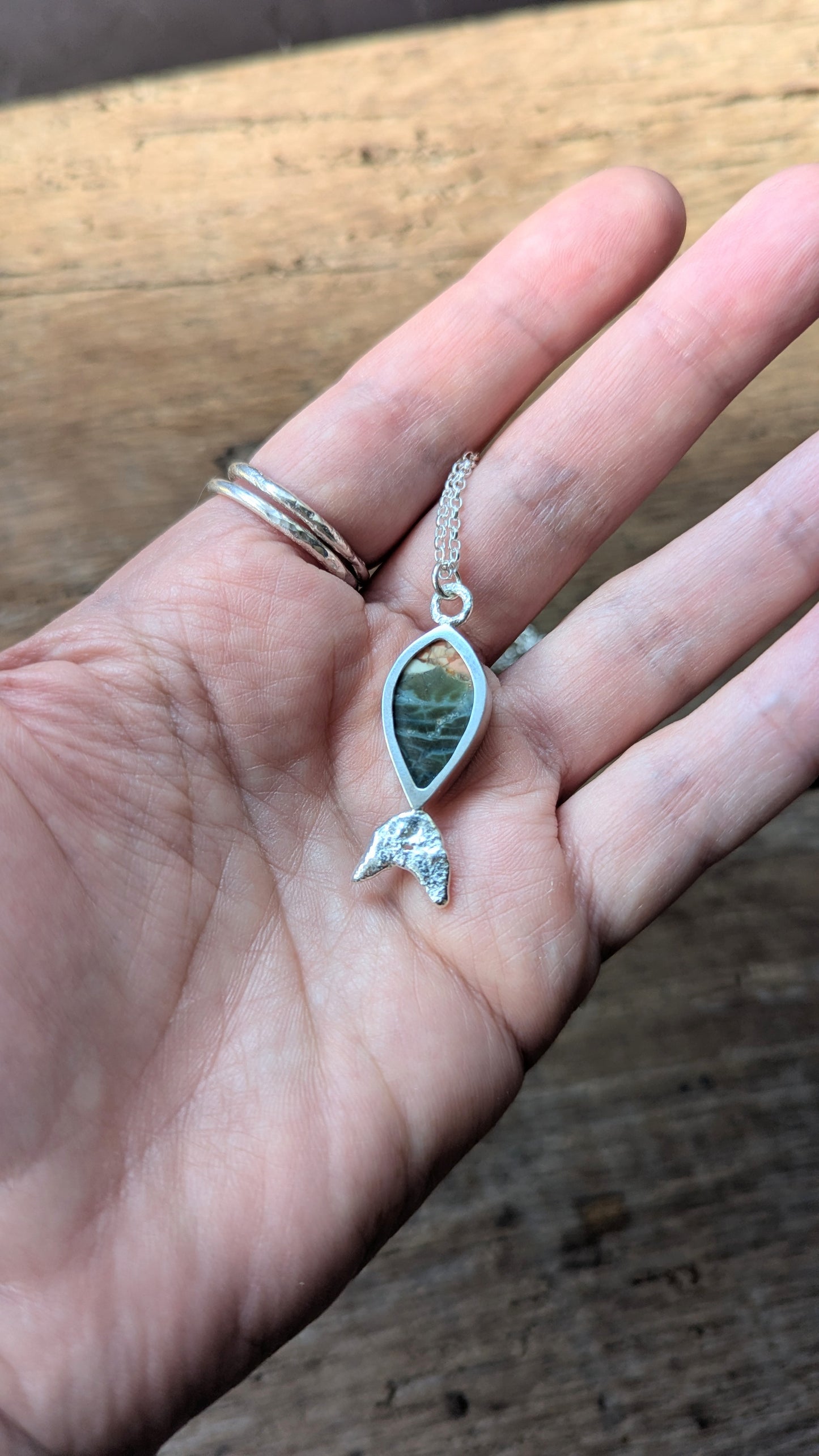 Brecciated Jasper Fish Necklace