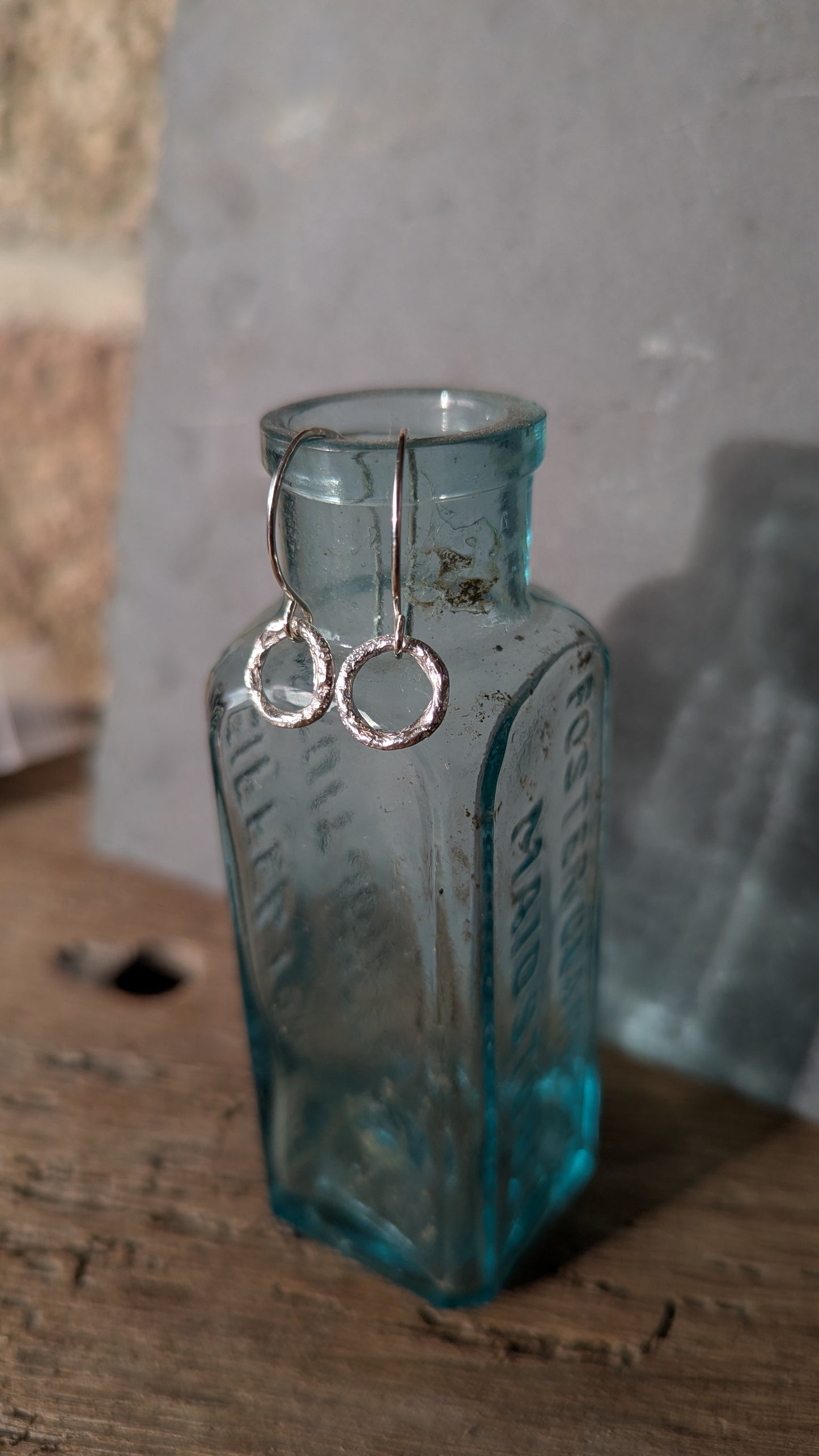 Molten Silver Ring Drop Earrings