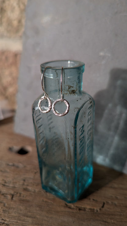 Molten Silver Ring Drop Earrings