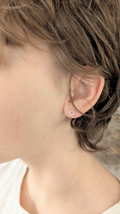 Mini Molten Silver Ring Stud Earrings