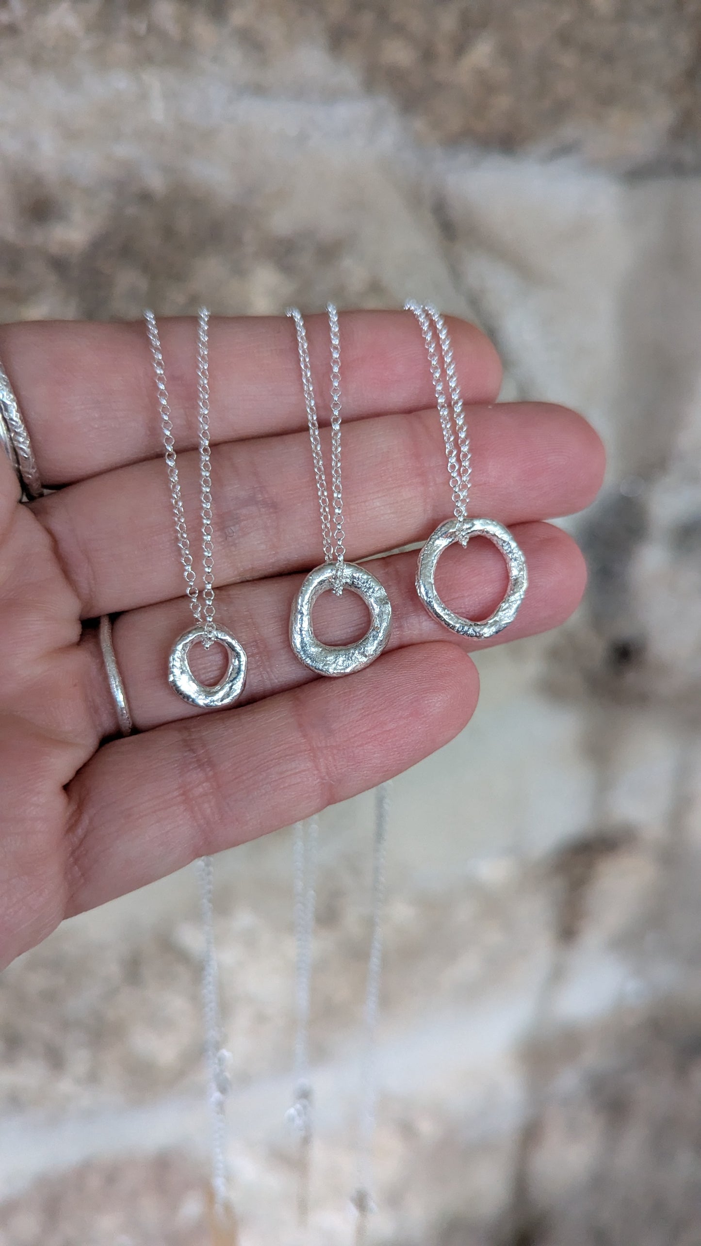 Molten Silver Ring Necklace