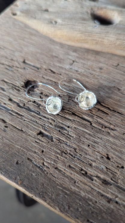 Water Cast Silver Drop Earrings