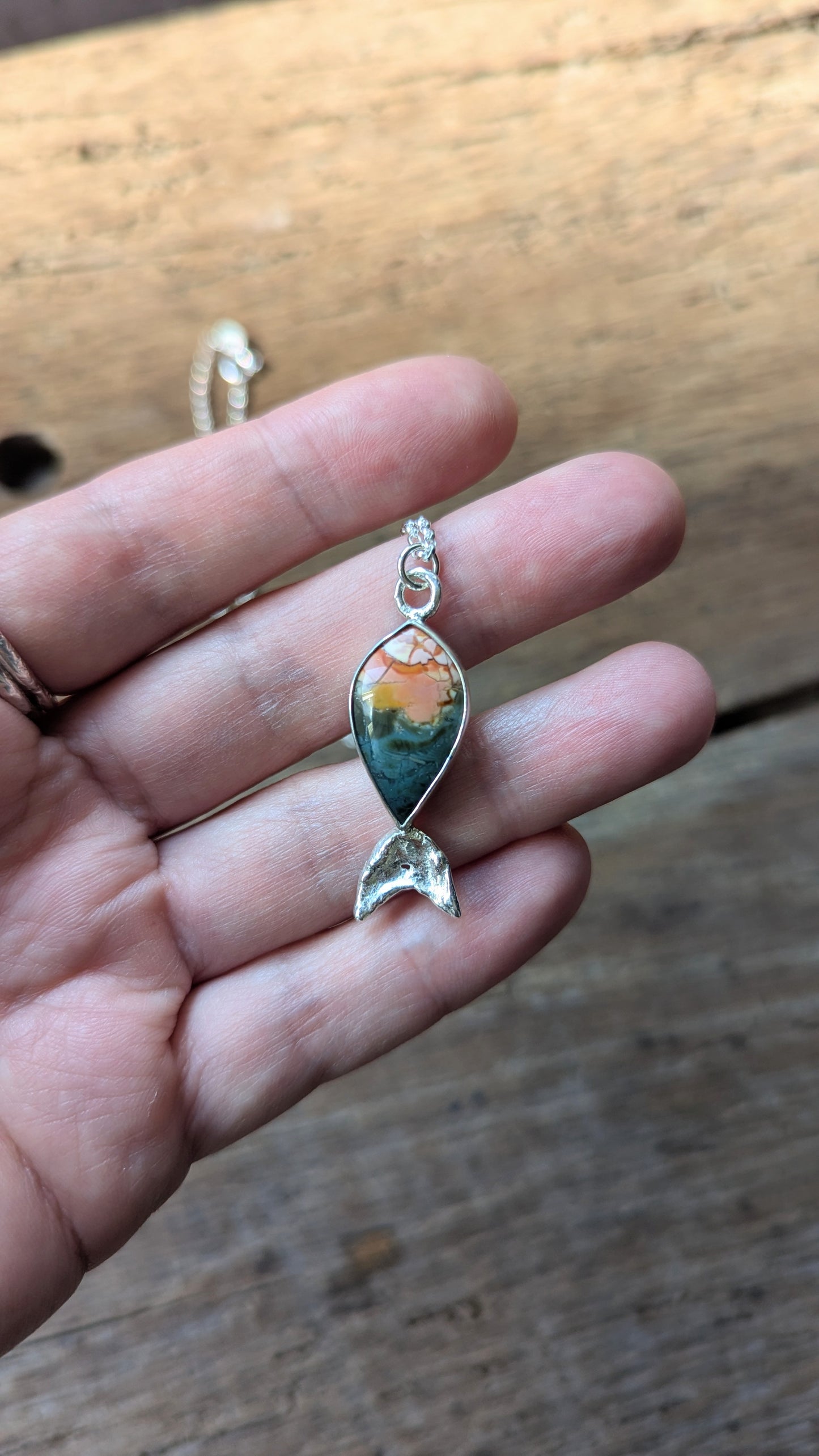 Brecciated Jasper Fish Necklace