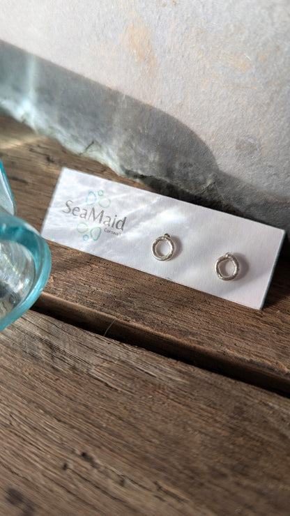 Mini Molten Silver Ring Stud Earrings