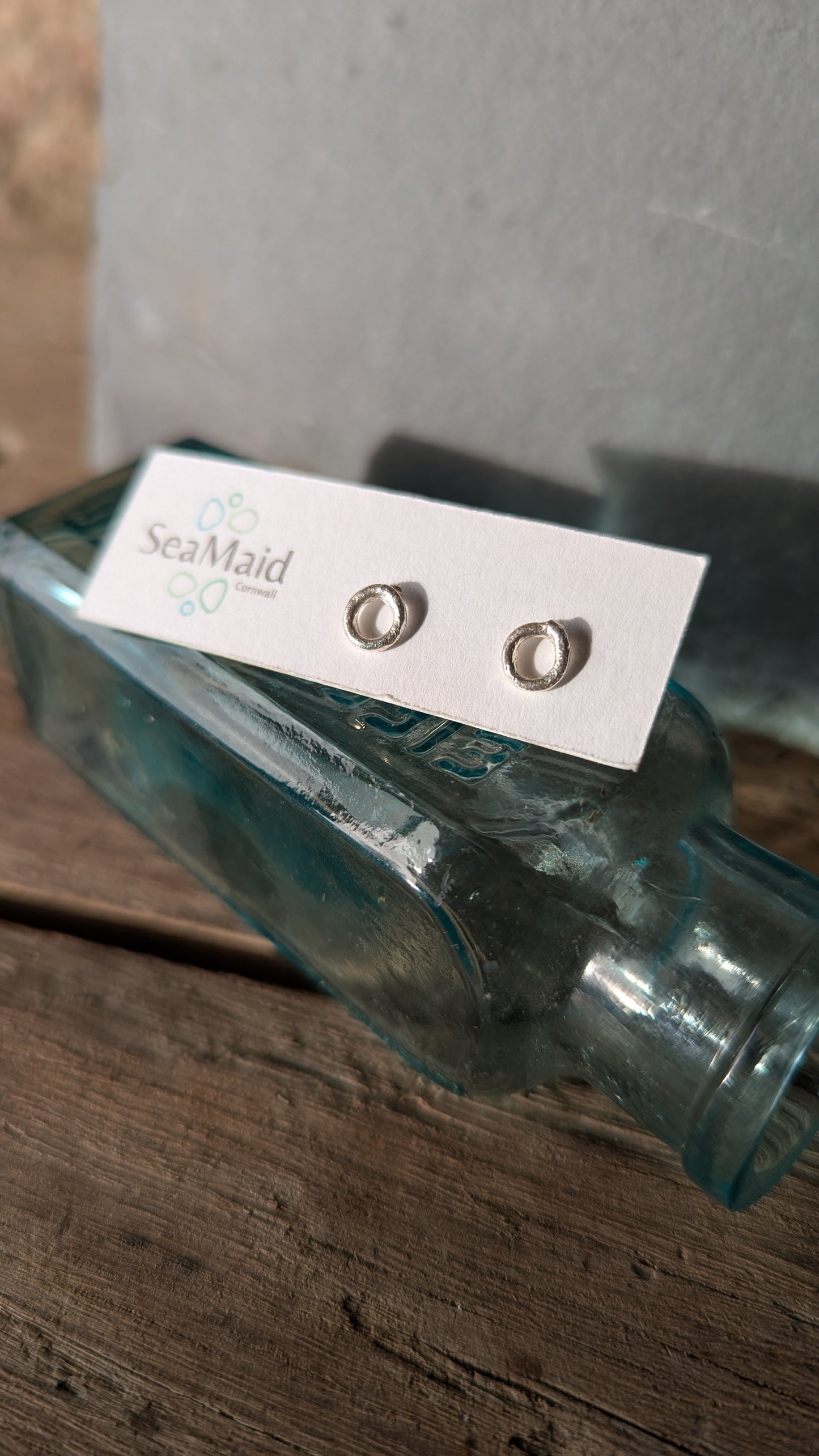 Mini Molten Silver Ring Stud Earrings