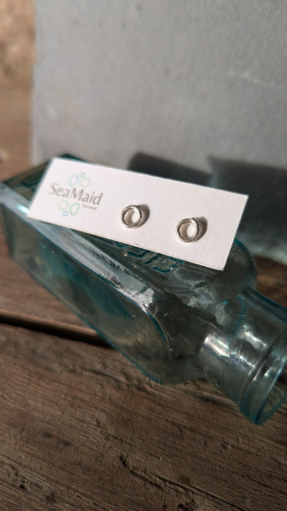 Mini Molten Silver Ring Stud Earrings