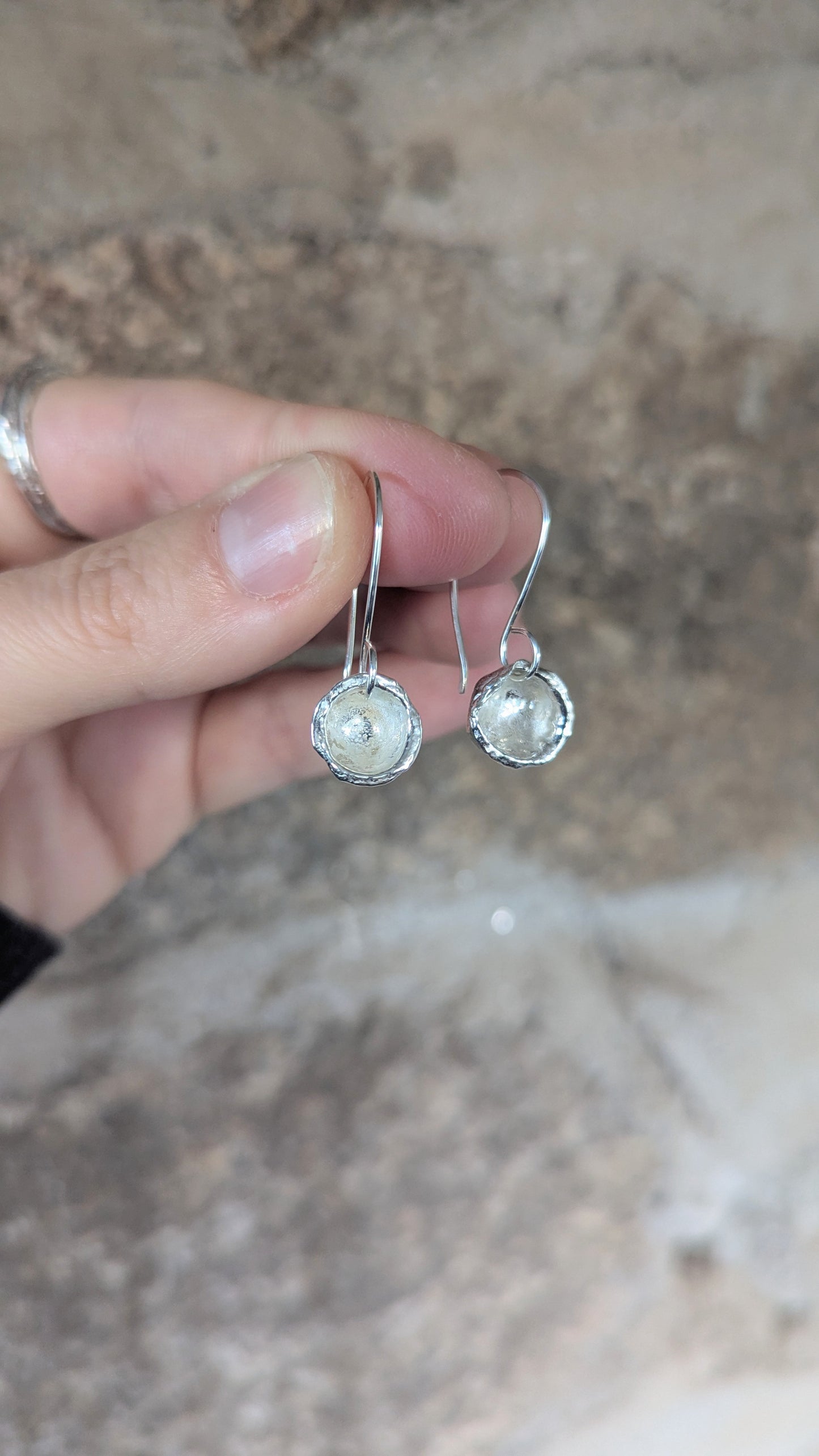 Water Cast Silver Drop Earrings