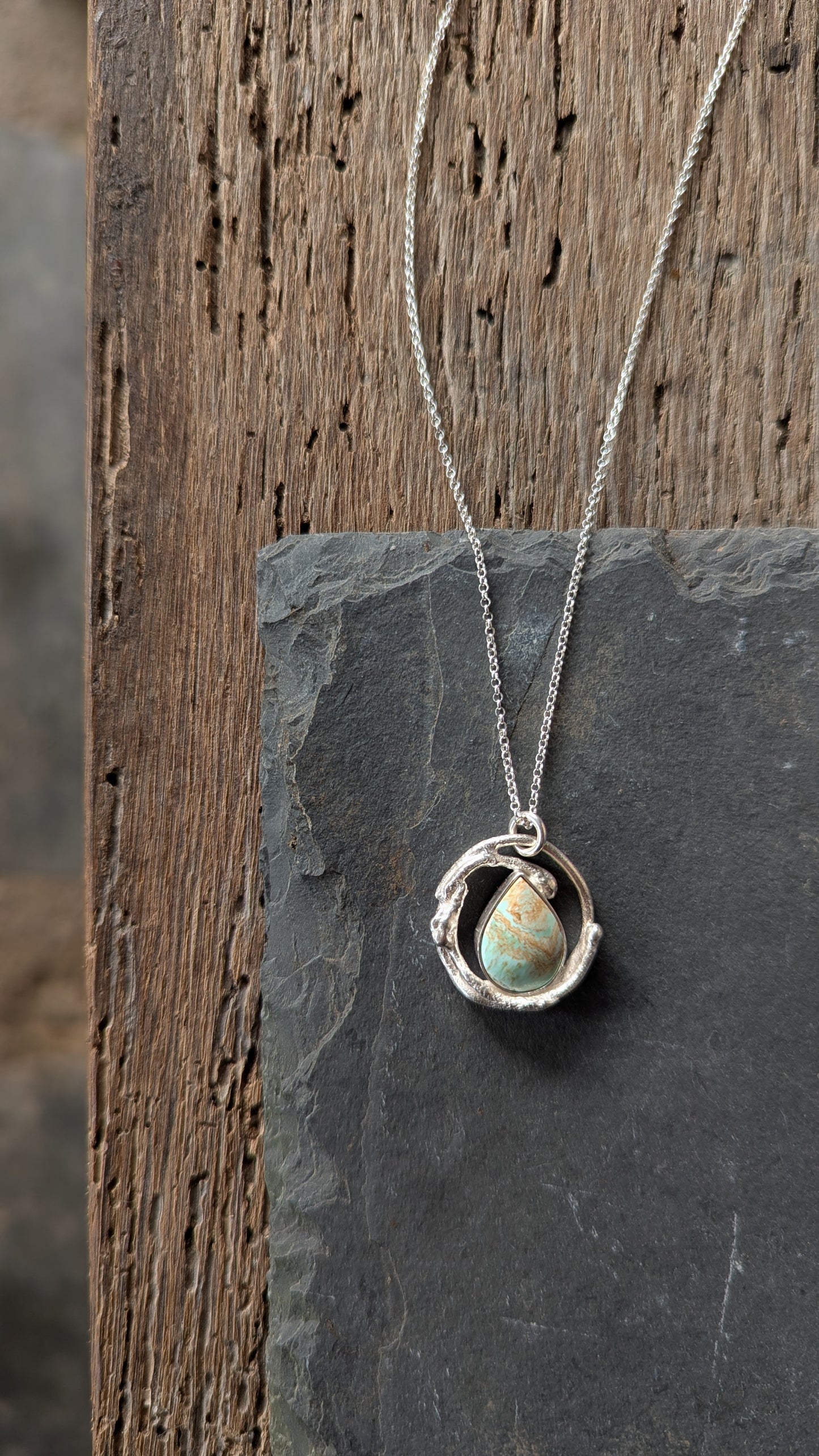 Molten Silver & Variscite Necklace