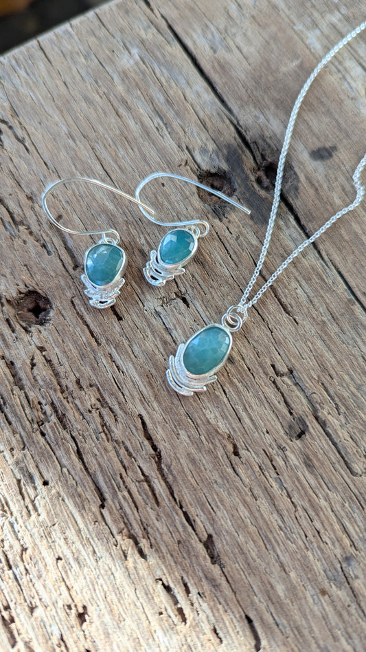 Grandidierite & Molten Silver Earrings