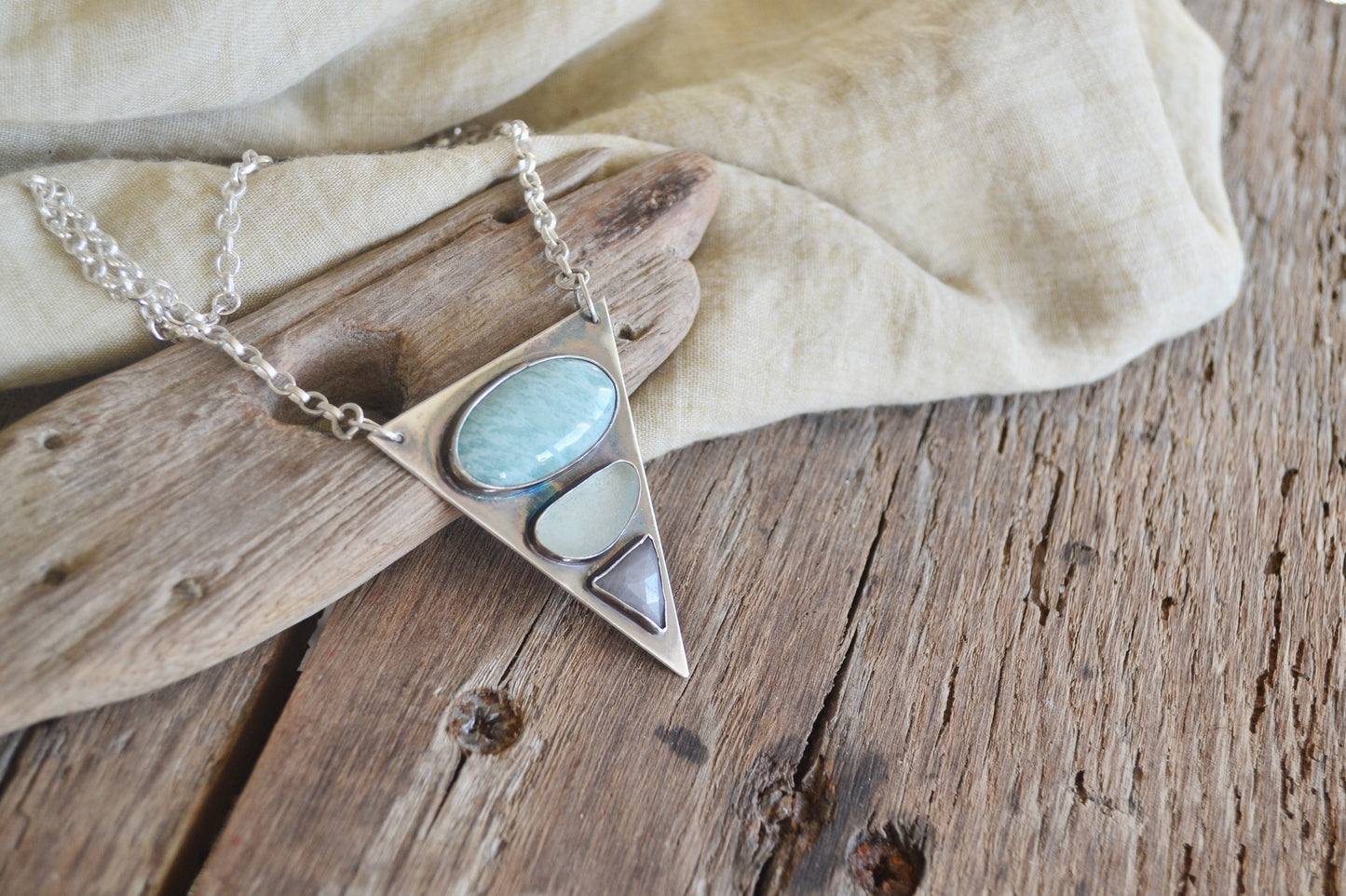 Sea Glass, Amazonite & Sapphire Necklace