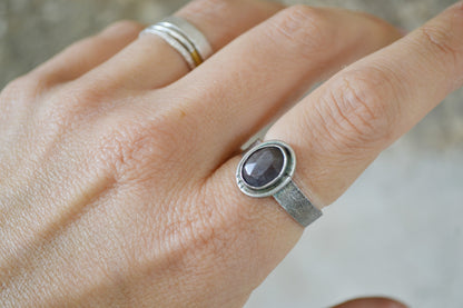 rose cut sapphire ring