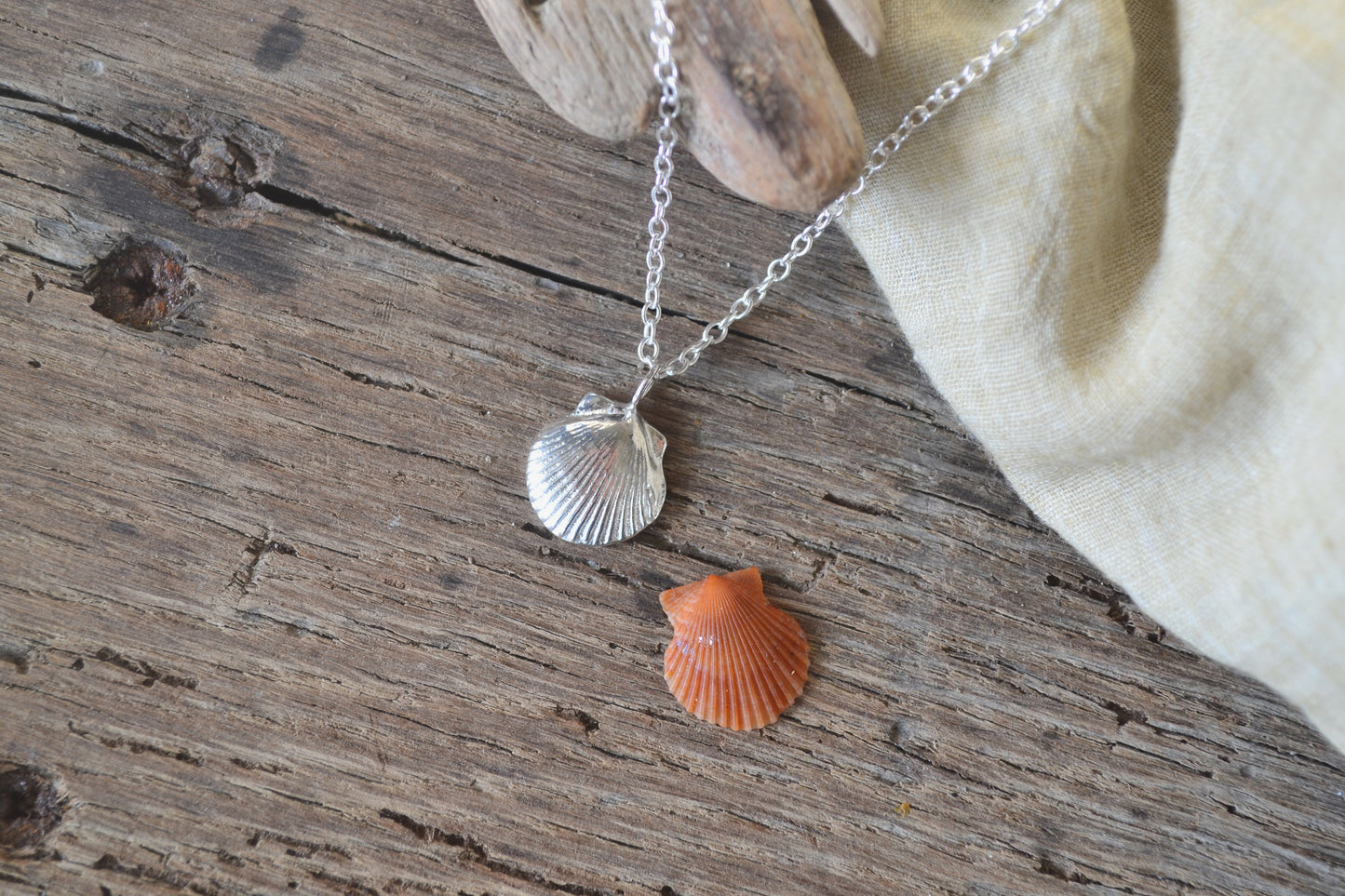 Silver Scallop Shell Necklace