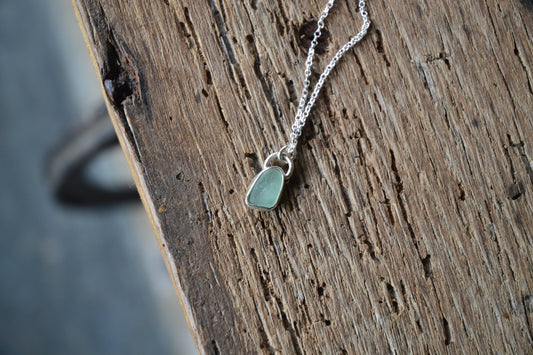 Aqua Blue Sea Glass Necklace