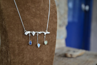 Sapphire & Sea Glass Raindrop Necklace