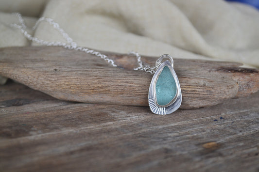 Teal Blue Sea Glass Necklace