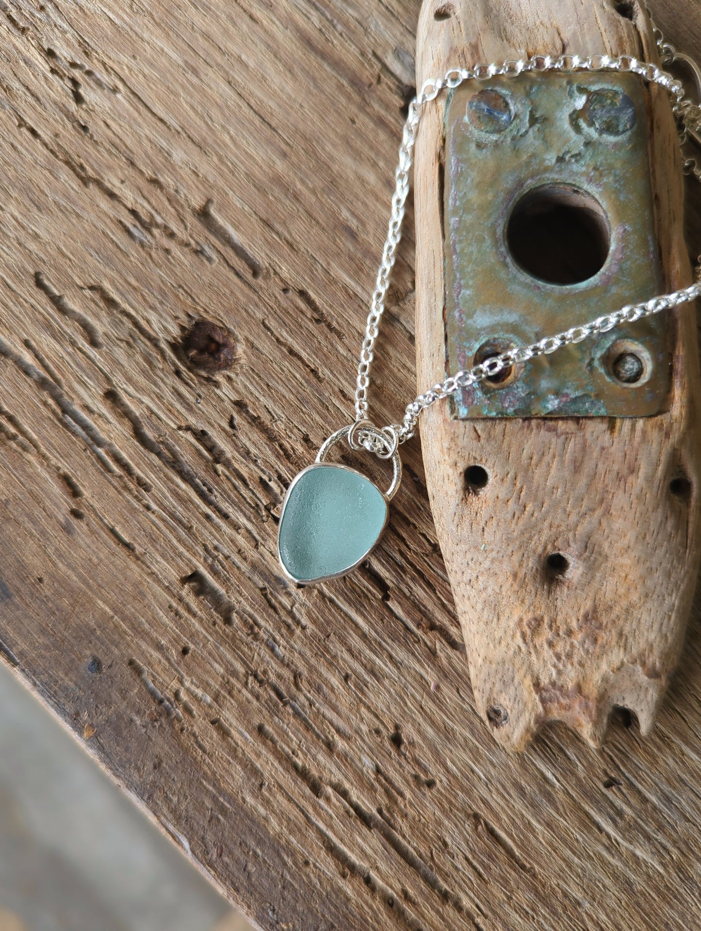 Teal Blue Sea Glass Necklace