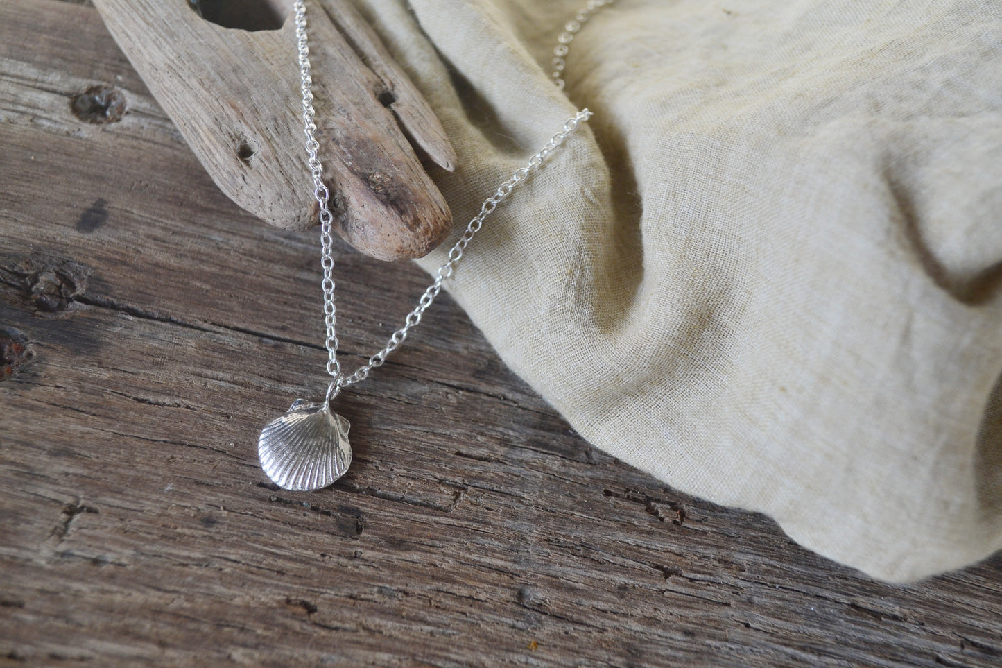 Silver Scallop Shell Necklace