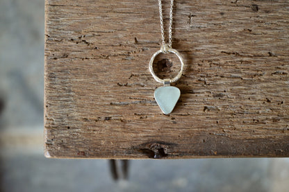 Seafoam Sea Glass & Molten Silver Necklace