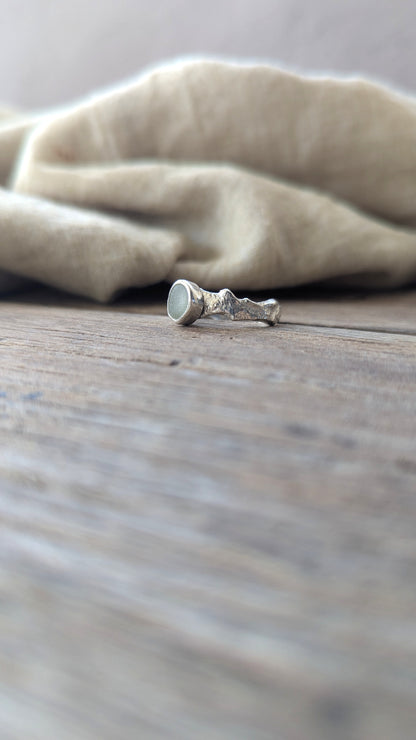 Molten Silver & Seafoam Sea Glass Ring