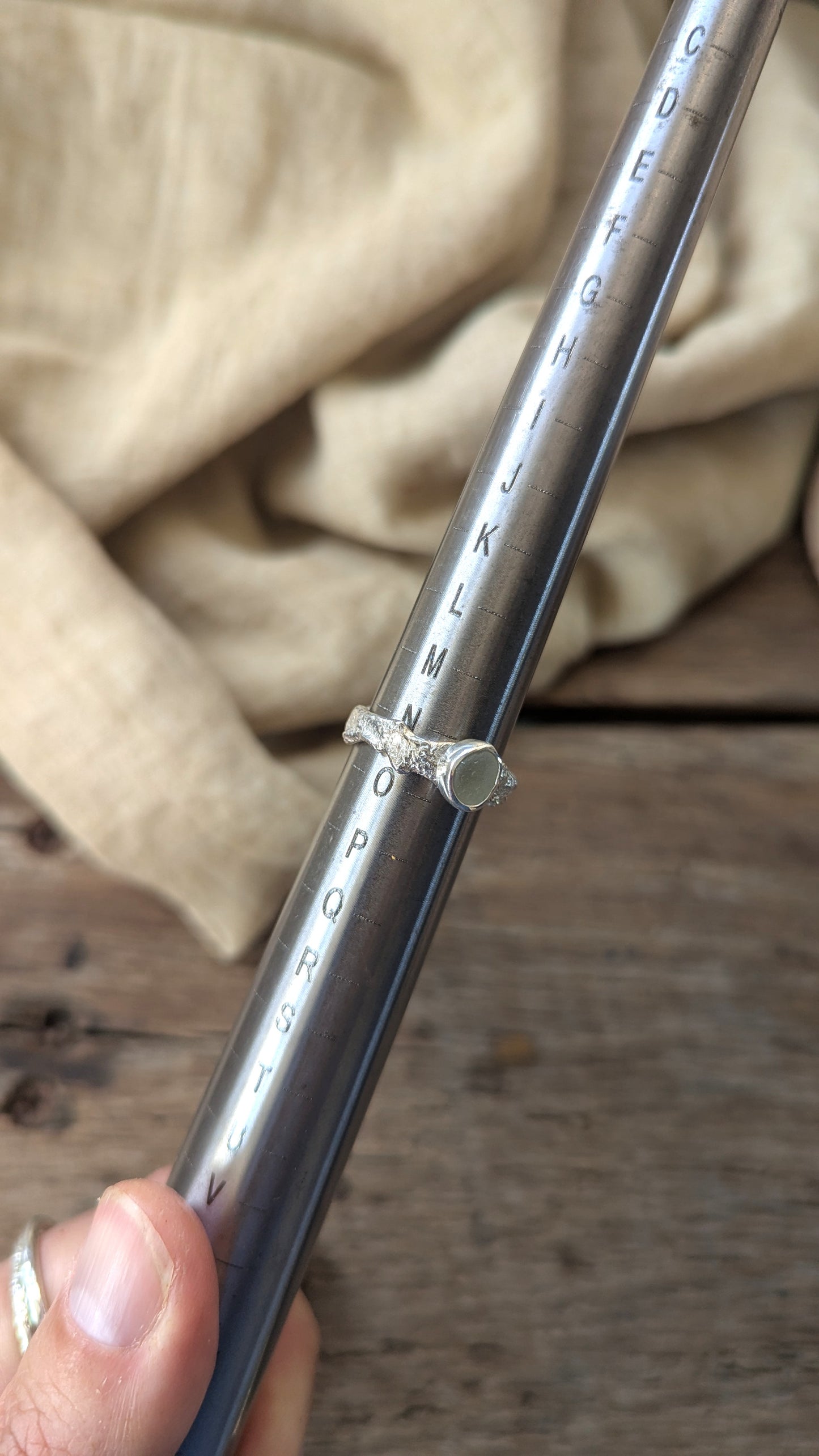 Molten Silver & Seafoam Sea Glass Ring