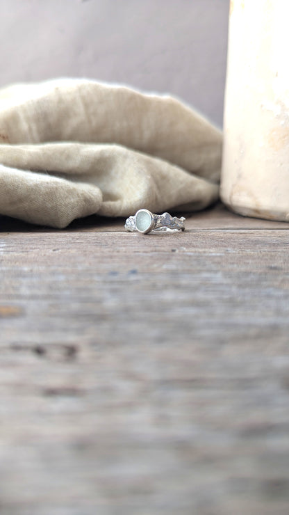 Molten Silver & Seafoam Sea Glass Ring